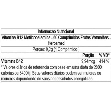 Suplemento Alimentar Supra Vitamina B12 Sabor Frutas Vermelhas 60